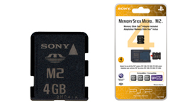 4GB Memory Stick Micro™ M2™ (includes M2 Duo adaptor)